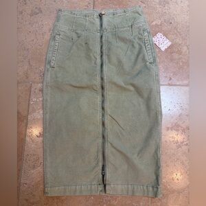 We The Free I Want It All Corduroy Midi Skirt Moss Green- NWT